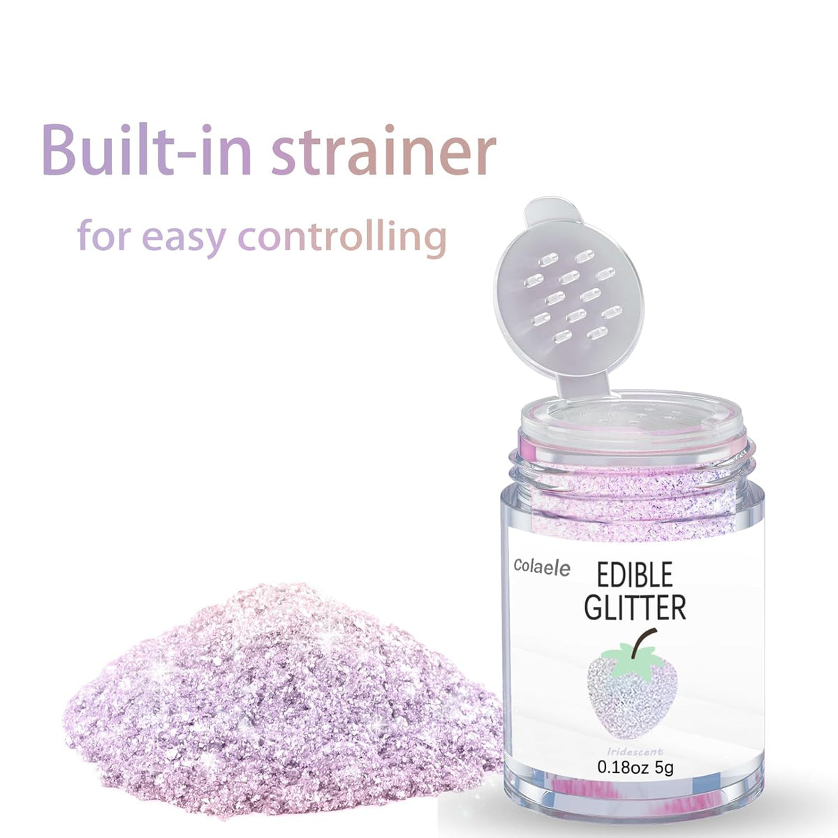 Iridescent Edible Glitter for Drinks - 5 Grams Prism Powder Cocktail Drink Glitter Food Grade Luster Shimmering Dust Vegan Metallic Food Coloring