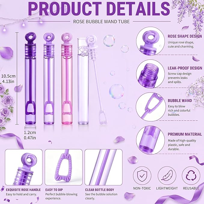 Lunmon 120 Pcs Purple Mini Bubble Wands Bulk Purple Party Favors Kpop Theme Toys Gifts for Kids Toddler Summer Birthday Party Supplies Goodie Bag Stuffers Treat Bag Fillers Outdoor Classroom Prizes