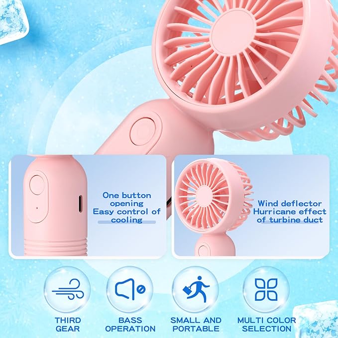 Rossesay 12 Pack Mini Portable Handheld Fan Bulk for Travel 3 Speeds, Rechargeable USB Battery Operated, Small Personal Eyelash Fans for Women Men Indoor Outdoor(Pink Blue Purple,Classic Style)