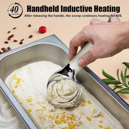 Heated Ice Cream Scoop – Electric Scooper for Hard Ice Cream and Desserts, Handheld Heating Up to 158°F, Rechargeable with LED Display, Easy to Clean, Ideal Summer Gift