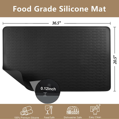 Golener Silicone Stove Cover - 36.5" x 20.5" Electric Stove Protector, Food Grade, Foldable, Easy Clean, Heat-resistant Silicone Mat for Glass, Black