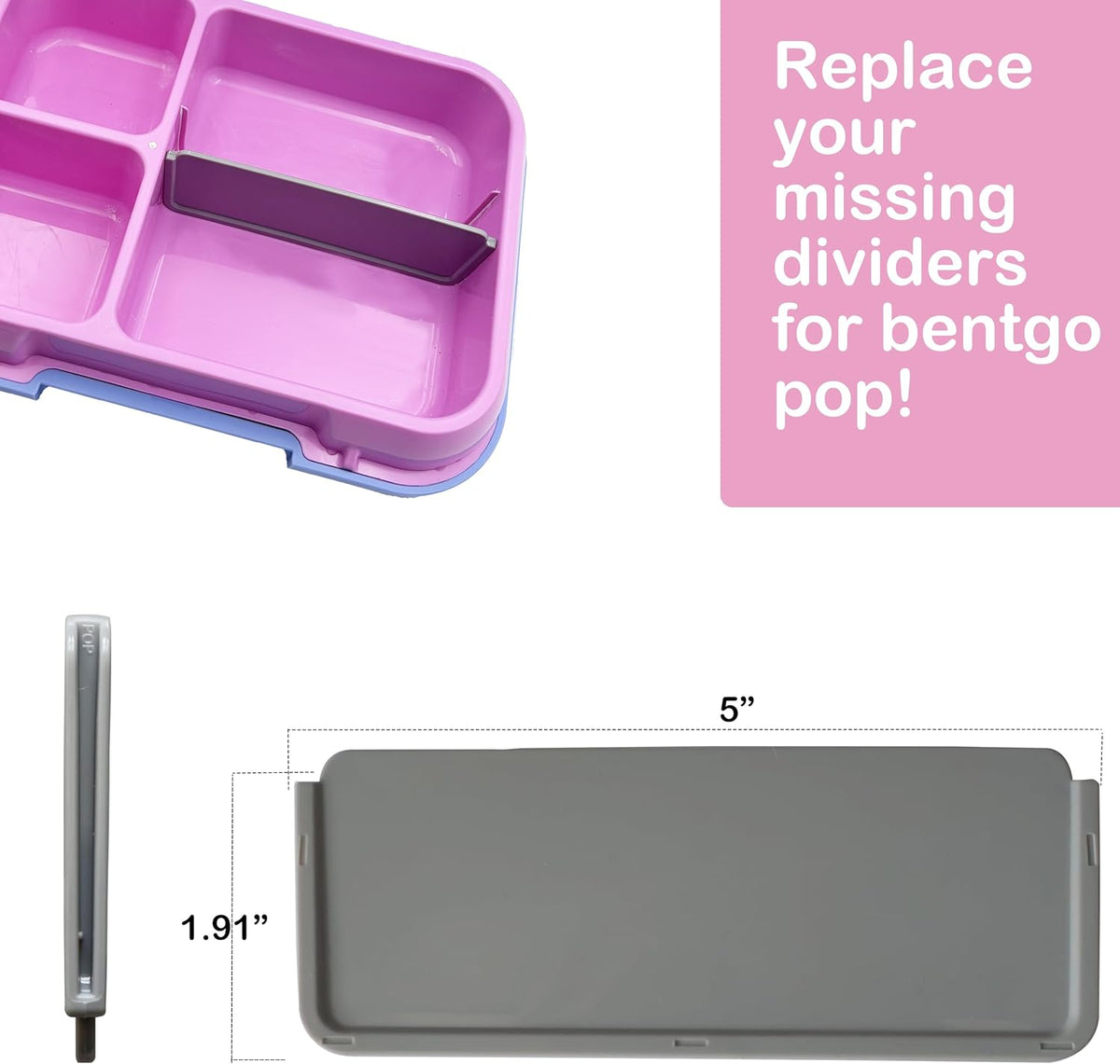 3Pcs Replacement Insert Divider for Bento Box Insert Divider Compatible with Bentgo Lunch Box Made from Food-safe Grade Materials (Pop)