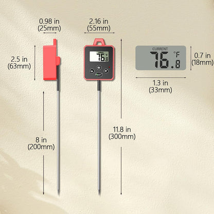 Waterproof Digital Candy Thermometer for Candy Making, Instant Read Cooking Thermometer with Pot Clip, Backlight LCD, 8" Long Probe