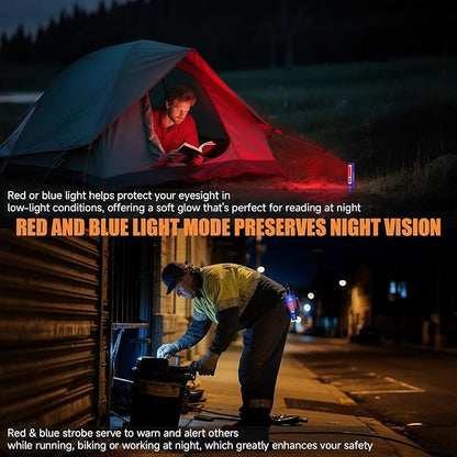 Banral Rechargeable Tactical Flashlights High Lumens - Super Bright Small Powerful LED Magnetic USB C Flashlight, 8 Modes, Dual Button Waterproof Pocket Flash Light for Emergency, Car (2, Blue)