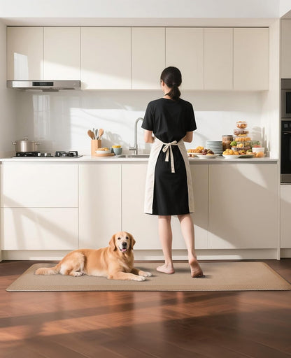 Ophanie Kitchen Mats for Floor, 3/4 Inch Thick Kitchen Rugs, 24'' x 70'' Anti Fatigue Standing Cushioned Mat, Waterproof,Comfort Ergonomic Mat for Office, Home, Sink, Beige Non-Slip Bottom