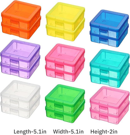 novelinks Plastic Clear Storage Containers for Organizing, Craft Storage Organizers and Stackable Storage Bins with Lids for Pencil Box, Bead, Cookie Cutter, Board Game (18 Pack Small -Color)