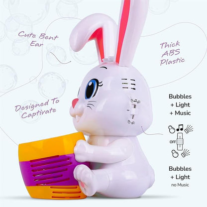ArtCreativity Bunny Bubble Machine for Toddlers - Bunny Rabbit Bubble Blower Machine Toy for Kids with Refill Solutions, Music, & Batteries - Animal Party Favors and Activities for Girls and Boys