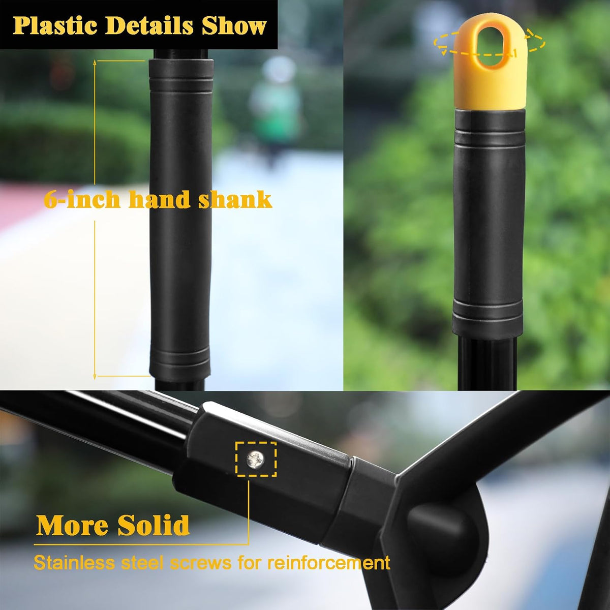 Heavy Duty Broom Outdoor and Indoor, 2 Pack Commercial Angle Brooms with Longer Handle, Perfect Black Broom for Garage, Kitchen, Courtyard, Restaurant