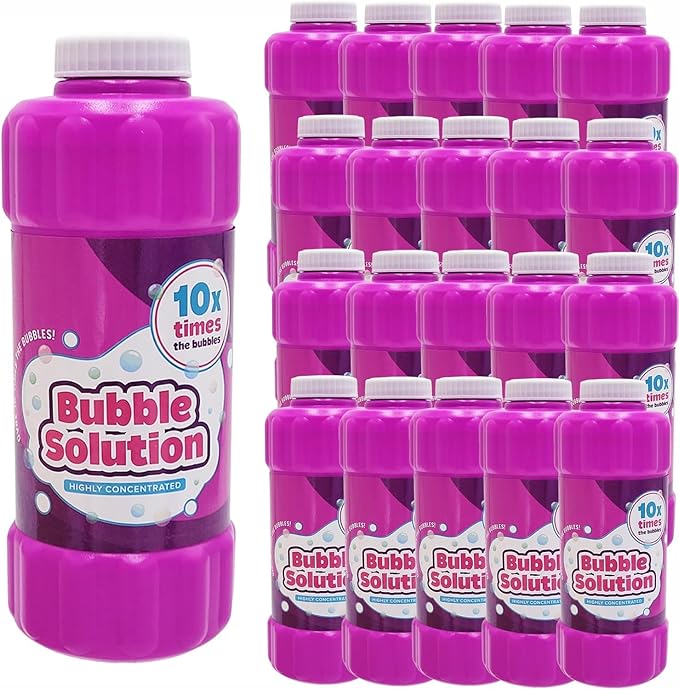 Purple 16oz Concentrated Bubble Solution 4-Pack, Refills up to 1.25 Gallons, Non-Toxic Concentrated Solution for Bubble Machines, Giant Bubble Wands, Bubble Gun and Blowers