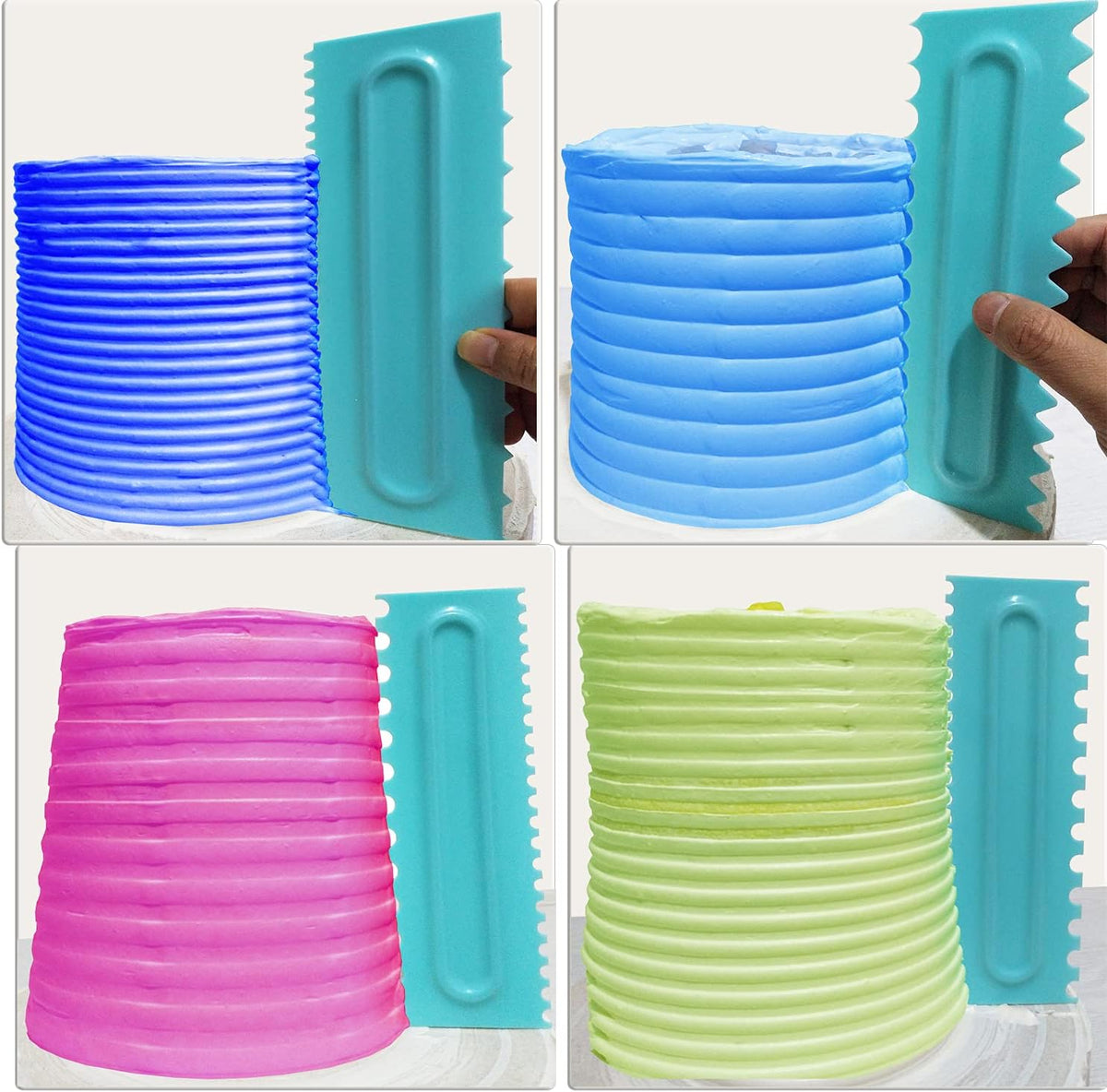 Cake Scraper set of 8 Pack Cake Edge Tools Decorating Icing Smoother Comb,Plastic Sawtooth Decorating Mousse Butter Cream Polisher-16 Design