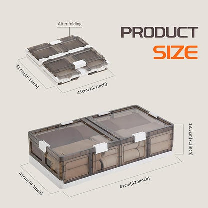2-Pack Under Bed Storage Containers with Wheels - Stackable, Foldable Plastic Storage Boxes with Lids for Clothes, Shoes, Blankets - Perfect for Bedroom Organization and Dorms