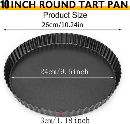 RICHSC-PAN Tart Pan 10 Inch Tart Pan Carbon Steel Round Non-Stick Pan.