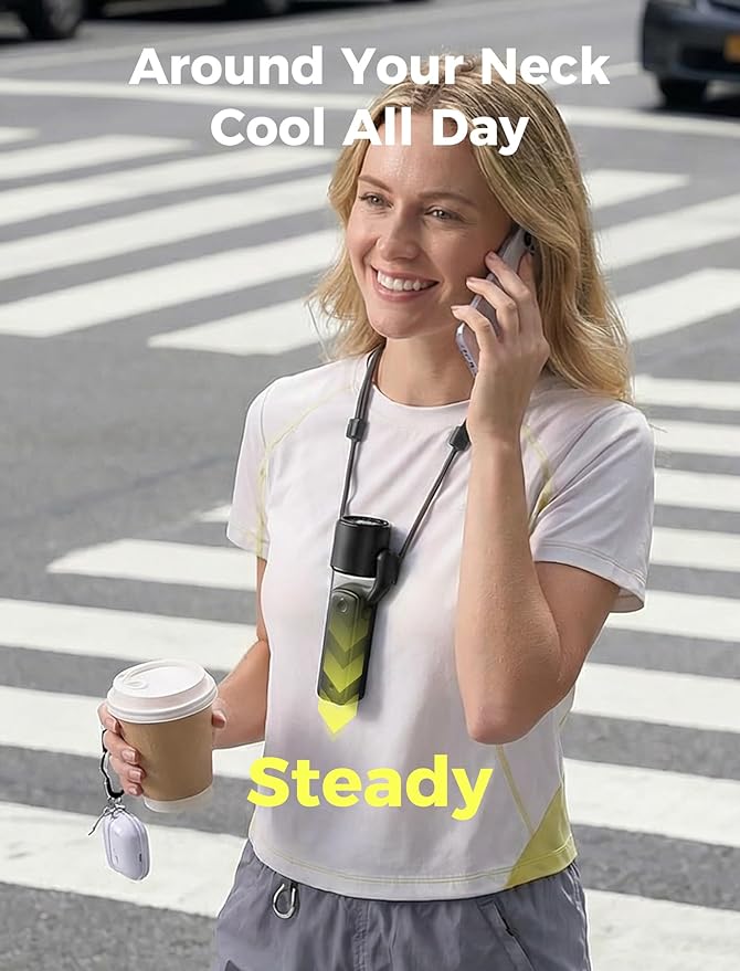 Aecooly Portable Handheld Fan, 3 IN 1 Steady Hands Free Powerful Fan, 15000 RPM Jet Force Turbo Airflow, 15H Max Cooling Time, 5 Speeds Air Gimbal, Mini Pocket Design, Gifts for Women, Travel -Black