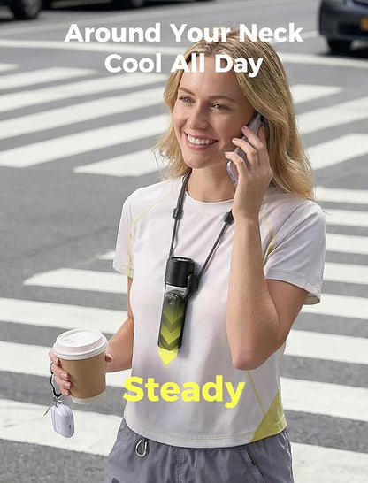 Aecooly Portable Handheld Fan, 3 IN 1 Steady Hands Free Powerful Fan, 15000 RPM Jet Force Turbo Airflow, 15H Max Cooling Time, 5 Speeds Air Gimbal, Mini Pocket Design, Gifts for Women, Travel -Black