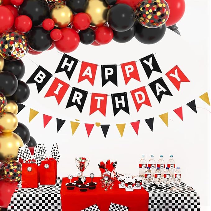 Red Black Gold Balloon Garland Arch Kit - Red Black Balloons Red and Metallic Gold Balloons for Casino Poker Birthday Bachelorette 2025 Graduation Wedding Party Decorations