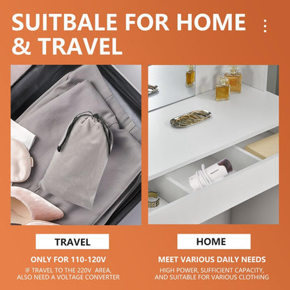 1000w Travel Garment Steamer for Clothes: Foldable Portable Handheld Clothing Mini Steamers Travel Size Hand held Electric Small steam Iron plancha a de Vapor para ropa portatil Travel Dorm Essentials