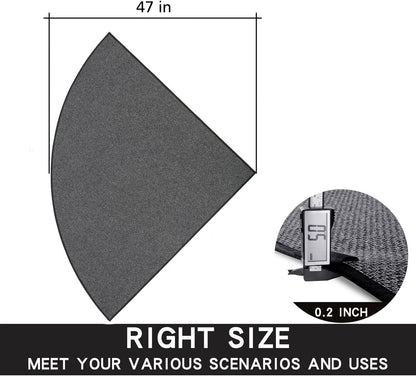 Fan Shaped Kitchen Mat 1 PCS, Cushioned Non Slip Rugs for Kitchen Floor, Absorbent Runner Comfort Standing Mats Washable for Kitchen, Office, Home (Black, Radius 47")