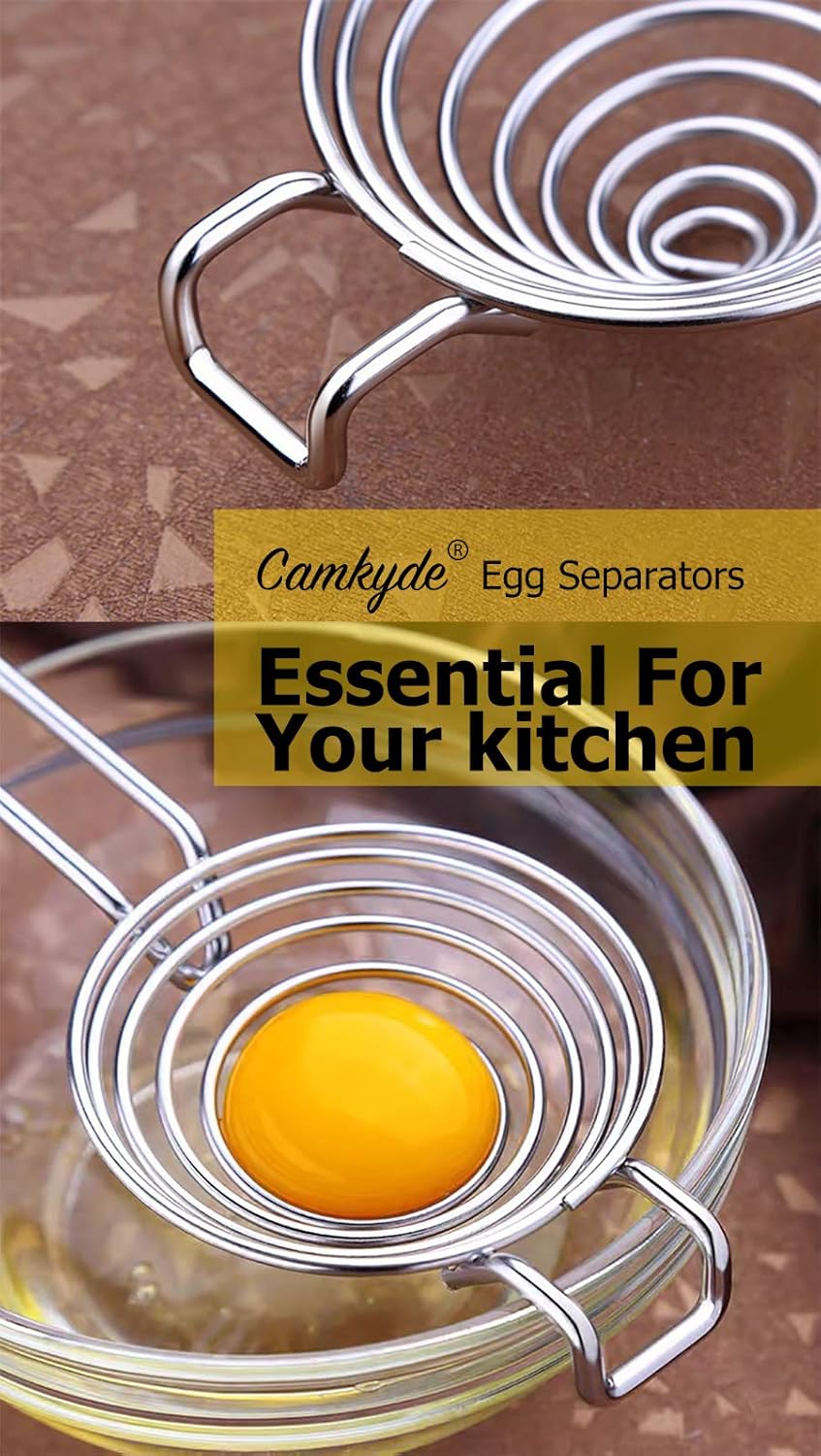CAMKYDE Egg Separator Food Grade Stainless Steel Egg Yolk White Separation Tool (Red)