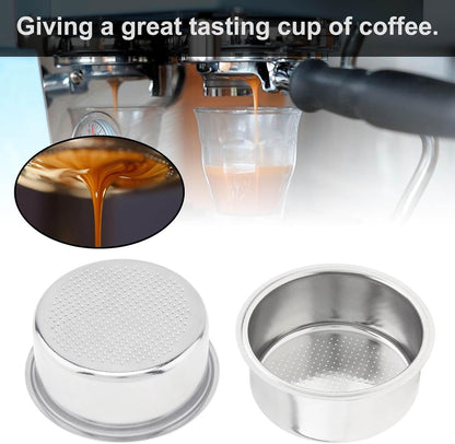 Reusable 51mm Coffee Filters Cups 2Pcs, Stainless Steel Espresso Coffee Filters Double Layer Pressurized Portafilter Filter Baskets