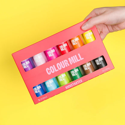 Colour Mill Kickstarter-Pack Oil-Based Food Coloring, 20 Milliliters Each of 12 Colors: Baby Pink, Black, Chocolate, Forest, Hot Pink, Lime, Orange