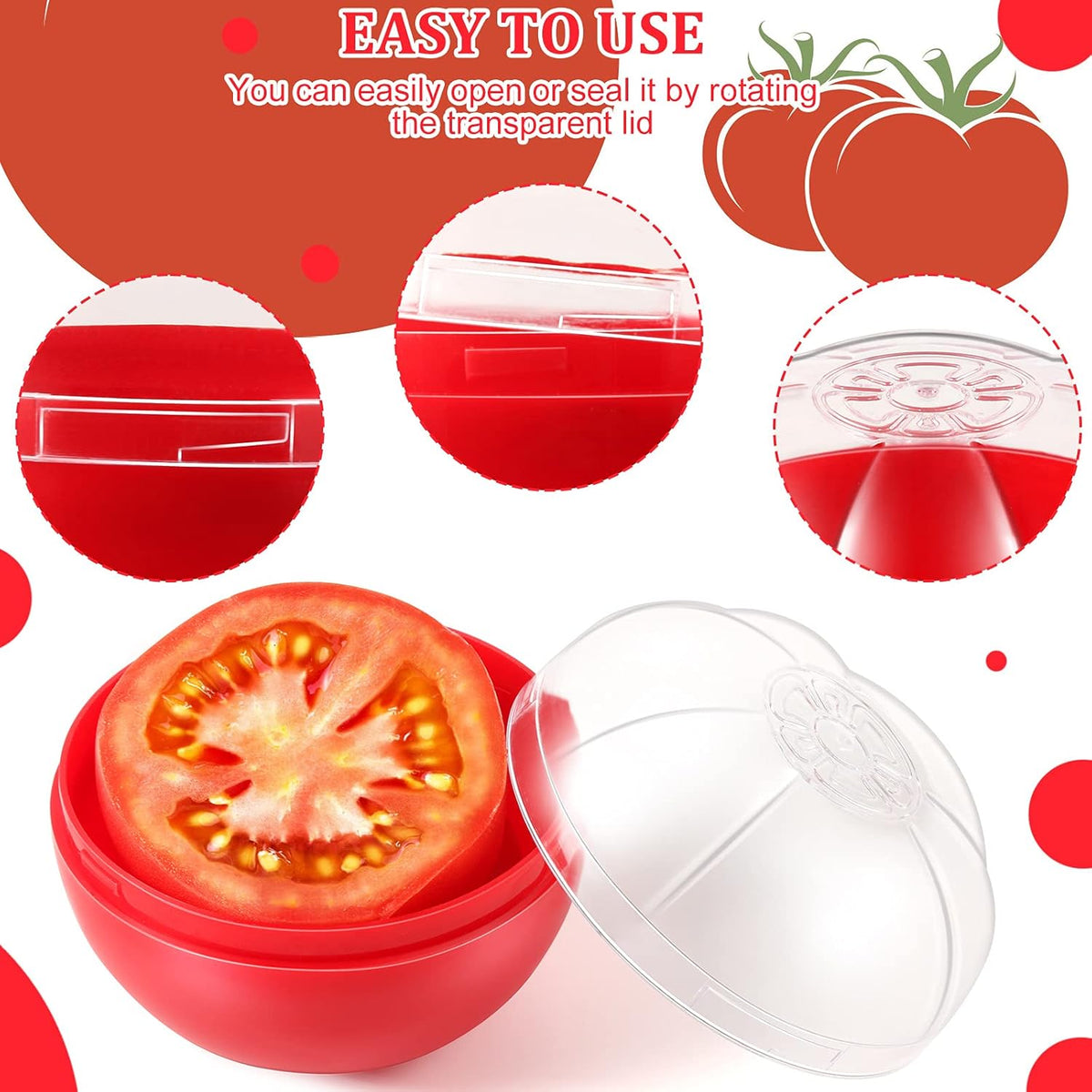 Vegetable and Fruit Storage Containers for Fridge, 4 Pcs BPA Free Reusable Food Saver - Tomato, Garlic, Onion, Lemon Keeper Holder - Refrigerator Vegetable Crisper Makes Food Stays Fresh Longer
