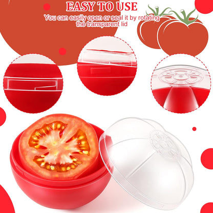 Vegetable and Fruit Storage Containers for Fridge, 4 Pcs BPA Free Reusable Food Saver - Tomato, Garlic, Onion, Lemon Keeper Holder - Refrigerator Vegetable Crisper Makes Food Stays Fresh Longer
