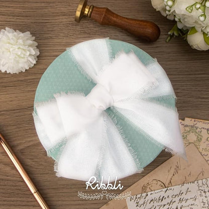 Ribbli 3 Rolls White Ribbon 1.5 Inch x 18Yards Handmade Cotton Frayed Fringe Ribbons for Gift Wrapping Wedding Invites Bridal Bouquets Baby Shower DIY Crafts Home Decor