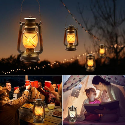 Battery-Powered 2 Modes Lighting LED Vintage Lanterns Decorative Outdoor & Indoor, 4 Pack Bronze Lights with Dancing Flame, Waterproof Remote Control Retro Lanterns Decor for Room,Garden,Porch