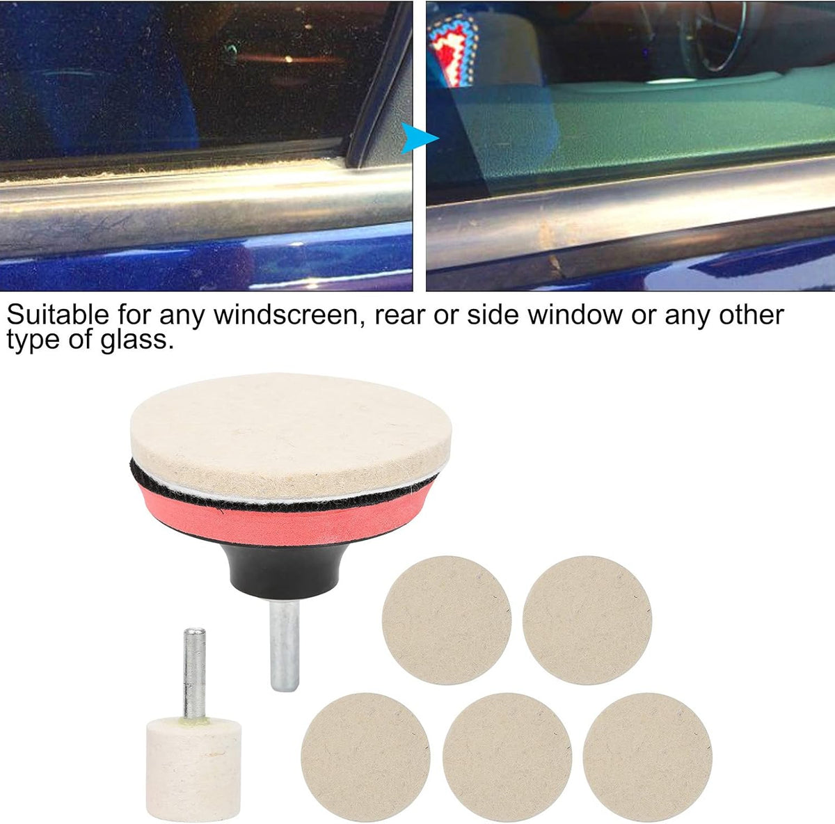 Cerium Oxide Glass Scratch Remover, Windshield Scratch Remover, 100g Cerium Oxide Powder Polishing Kit Wheels Set Polish Pads, Glass Polishing Kit
