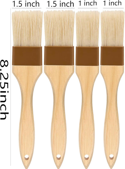 Basting Brush,Pastry Brush 1.5" & 1" - Natural Bristle Cooking Brush for Baking,Not Shed Food Grade Brush,Butter Brushes
