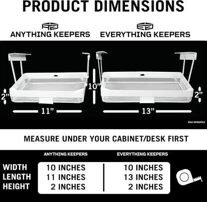 Anything Keeper - Organizer for Home, Kitchen, Bathroom, RV, Small Spaces - Storage Organizers - Compact Metal Basket - Under Cabinet Holder - Easy Install - Holds Strong - 11 x 10 x 2in - White