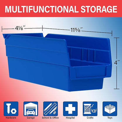 Akro-Mils 30120 Plastic Shelf Bins, Heavy Duty Storage Bins for Garage, Closet, and Drawer Organization, 12" x 4" x 4", Yellow, 24-Pack