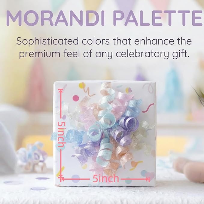 Pastel Curly Ribbon Bows 5 inch, 8 Counts | Gift Wrapping Bows for Hair, Baskets & Wreaths | Premade Bows for Easter, Graduation Day & Birthdays | Pink Craft Bows, Lazos para Regalos