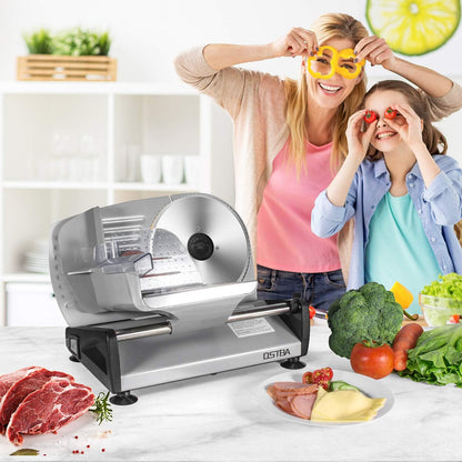 OSTBA Electric Meat Slicer with 7.5” Stainless Steel Blades, 200W
