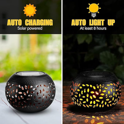 Solar Table Lanterns Outdoor Waterproof - LED Lamp Black Metal Table top Lights -Solar Powered Decorative Lantern for Desk Patio Garden Pathway Yard