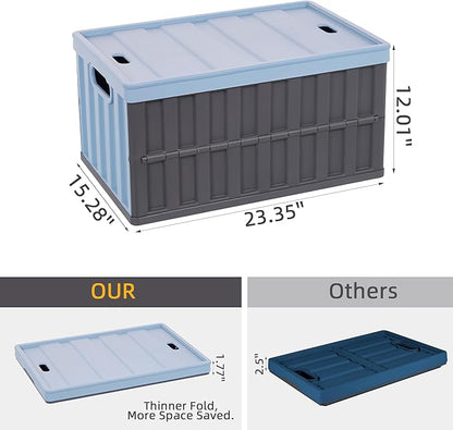 Citylife 64L Collapsible Storage Bins with Lids Plastic Storage Containers for Organizing Stackable Storage Box Large Heavy Duty Utility Crates, 2 Packs