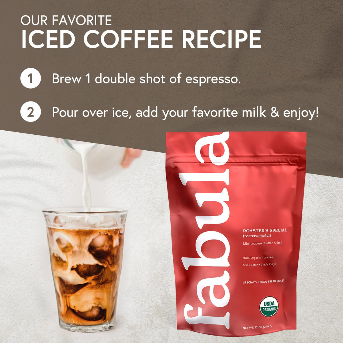 Fabula Coffee Half-Caff Medium Roast Freshly Ground - Organic - Low Acid - Single Origin - Non-GMO - Mold Free - 12 Ounces …