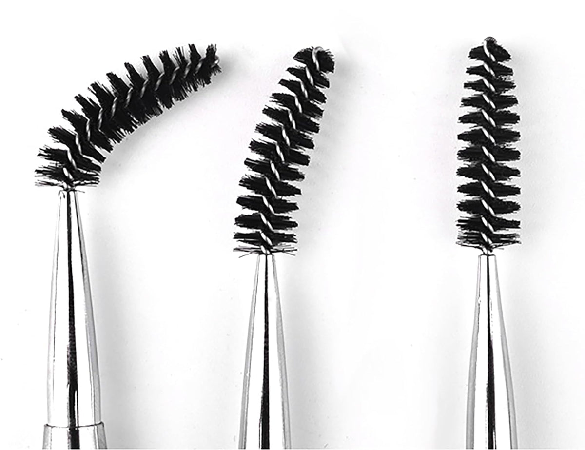 2PCS Mascara Brushes, Eyebrow Eyelash Brushes, Mascara Wands Spooly Applicators, Eye Brushes, Portable Cosmetic Brushes with Cap Spoolies Brushes for Eyelash Extensions and Eyebrows, Black