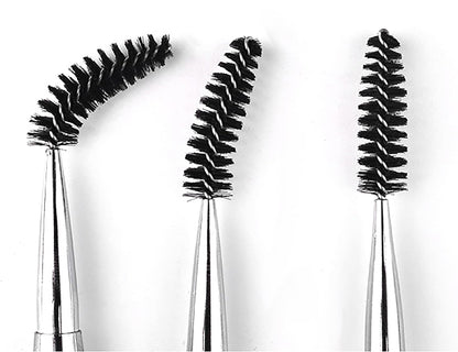 2PCS Mascara Brushes, Eyebrow Eyelash Brushes, Mascara Wands Spooly Applicators, Eye Brushes, Portable Cosmetic Brushes with Cap Spoolies Brushes for Eyelash Extensions and Eyebrows, Black