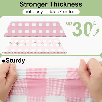 Smiry 20 Pack Pink Gingham Disposable Tablecloths - 54" x 108" Heavy Duty Plastic Table Cloth, Waterproof Buffalo Plaid Table Covers for Picnic, Banquets, Outdoor Parties