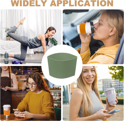 uxcell 6Pack Coffee Cup Sleeves, Reusable Silicone Heat Resistant Cup Protective Sleeve Nonslip Mug Protector Cover for Home Travel Coffee Mug