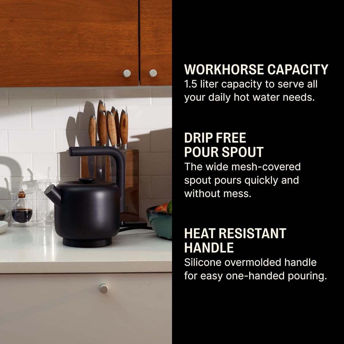 Fellow Electric Clyde Kettle - 1.5 Liter Capacity - Modern Twist On Stovetop Design, All-Purpose, Stainless Steel - Warm Water for Ramen, Oatmeal