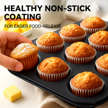 Yoehka 2 Pack Muffin Pan for Baking, Nonstick Cupcake Pan Set, Standard 12-Cups Muffin Tin for Baking Cupcakes & Mini Pies