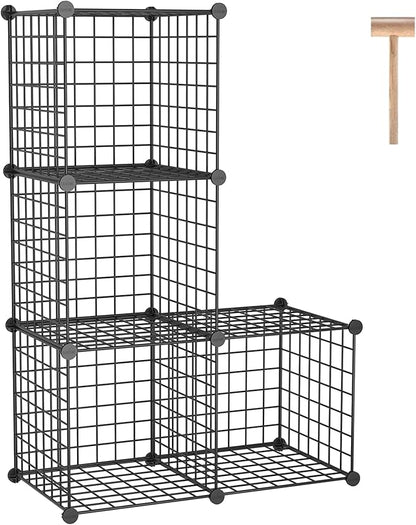 C&AHOME Wire Cube Storage, 4-Cube Storage Organizer Metal, C Grids Storage Bins Shelving, Modular Bookshelf Shelf, Closet Cabinet Ideal for Bedroom, Office 12.4”L x 24.8”W 36.6”H Black UWCS3004B
