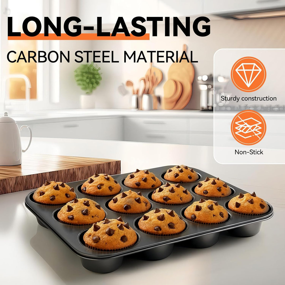 Yoehka 2 Pack Muffin Pan for Baking, Nonstick Cupcake Pan Set, Standard 12-Cups Muffin Tin for Baking Cupcakes & Mini Pies
