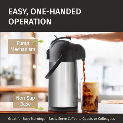 Thermal Coffee Carafe 74Oz, Keeps Drinks Hot for 12Hrs & Cold for 36Hrs, Insulated Stainless Steel Coffee Carafe for Hot Drinks