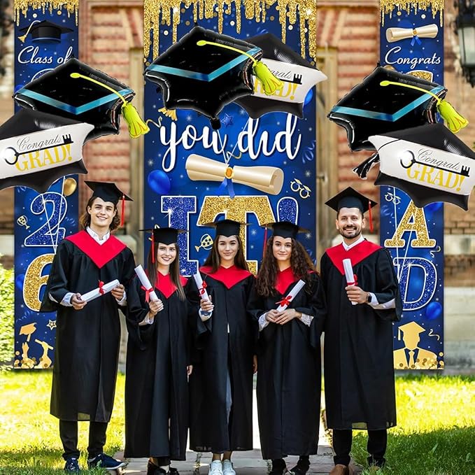 6pcs Graduation Cap Decorations Set, Congrats Grad Balloons, Large Graduation Cap, Hat Balloon with Tassel Design, Grad Foil Balloons For College High School Party Decorations 2026