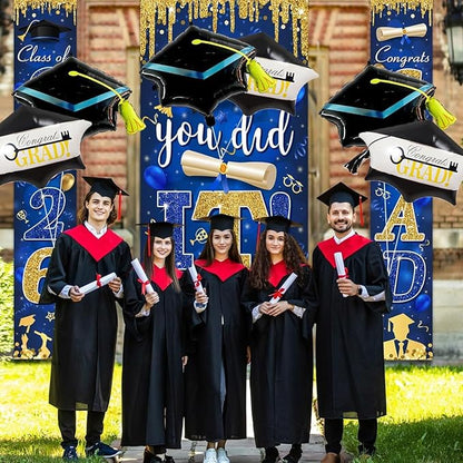 6pcs Graduation Cap Decorations Set, Congrats Grad Balloons, Large Graduation Cap, Hat Balloon with Tassel Design, Grad Foil Balloons For College High School Party Decorations 2026