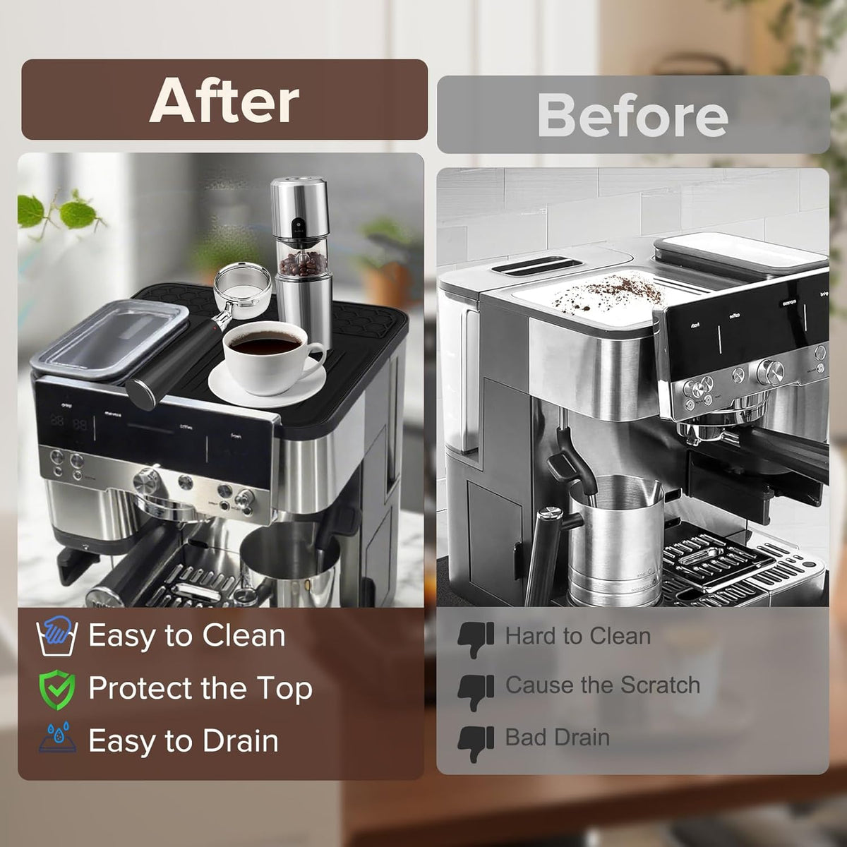 Top Mat for Ninja Luxe Cafe Espresso Machine ES601, Protects Top Surface, Anti-scratch, Easy to Clean, Waterproof, Heat Resistant, Non-Slip Silicone Coffee Machine Mat for Ninja Luxe Cafe Accessories