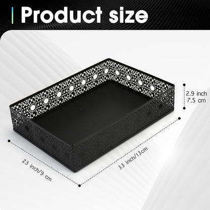 Desk Drawer Organizer, A4 Large Metal Mesh Desk Organizer Tray, Carved Hollow Floral Desk Letter Tray, Versatile Storage Basket for Office Home Supplies,13x9x3 inches (Round Holes,1 PC)